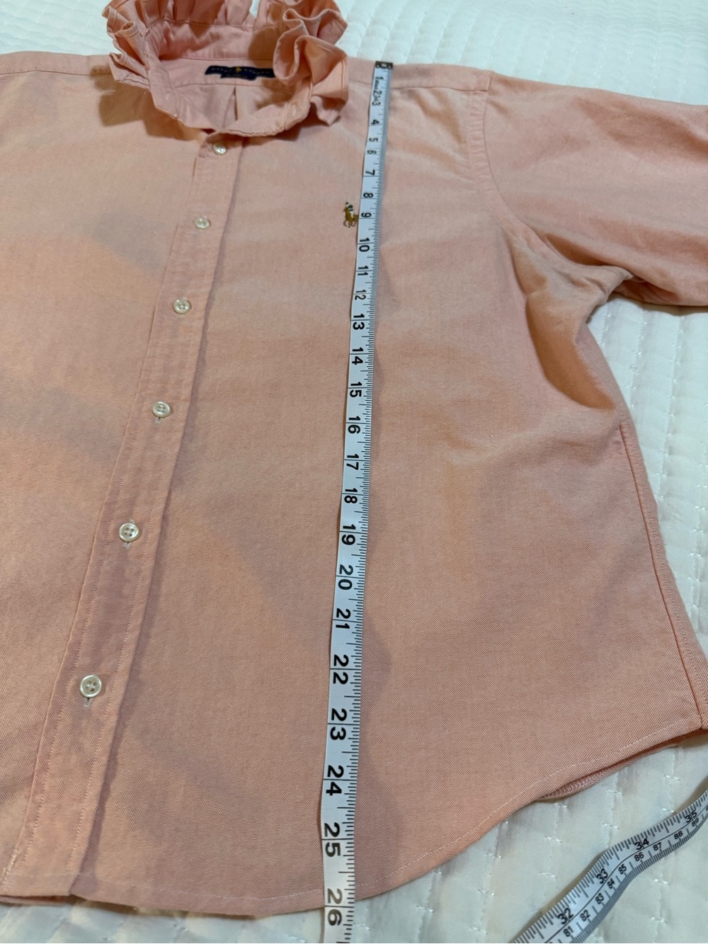 Upcycled Mens Ralph Lauren Coral Button-Down Shirt -L - Picture 6 of 8
